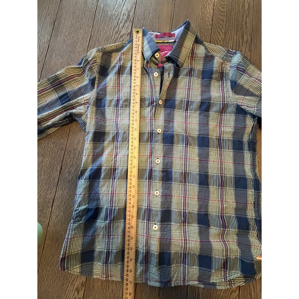 Tommy Bahama Womens Petite Small Long Sleeve Button Down Plaid Seersucker Shirt